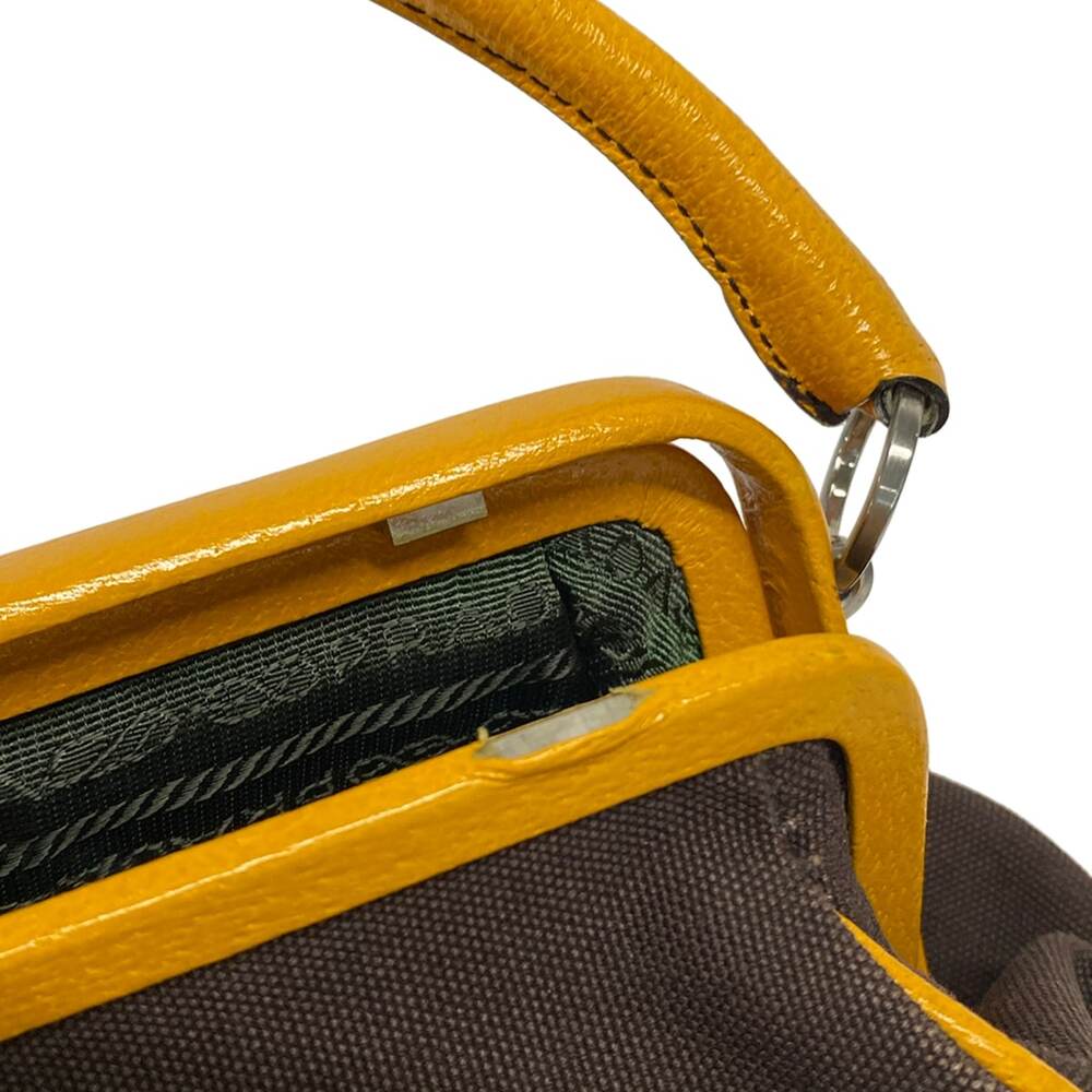 Prada Handbag B11172 Dark Brown Orange Canvas Leather - Picture 12 of 13